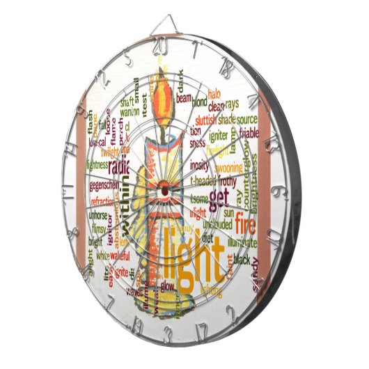 Candle Flame Word Cloud Art Print Dartbord (Voorkant Rechts)