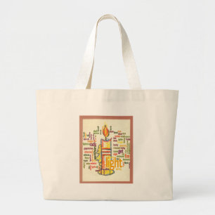 Candle Flame Word Cloud Art Print Grote Tote Bag