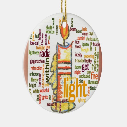 Candle Flame Word Cloud Art Print Keramisch Ornament (Rechts)