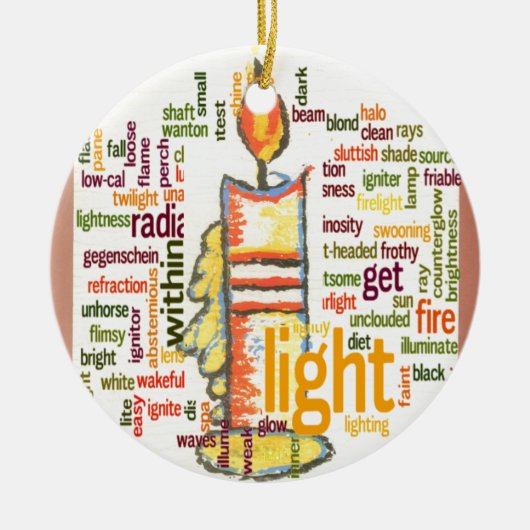 Candle Flame Word Cloud Art Print Keramisch Ornament (Voorkant)