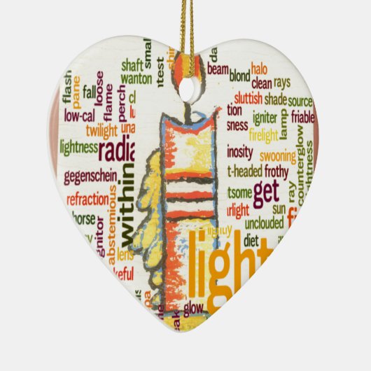 Candle Flame Word Cloud Art Print Keramisch Ornament (Rechts)