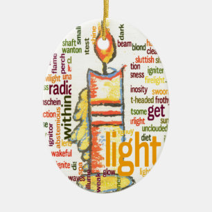 Candle Flame Word Cloud Art Print Keramisch Ornament