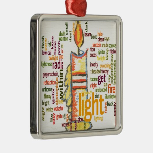 Candle Flame Word Cloud Art Print Metalen Ornament (Rechts)
