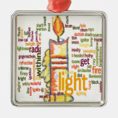 Candle Flame Word Cloud Art Print Metalen Ornament (Voorkant)