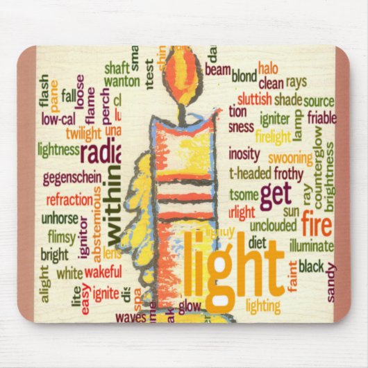 Candle Flame Word Cloud Art Print Muismat (Voorkant)