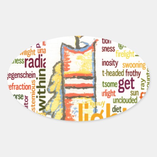 Candle Flame Word Cloud Art Print Ovale Sticker (Voorkant)