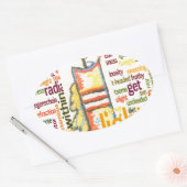 Candle Flame Word Cloud Art Print Ovale Sticker (Envelop)