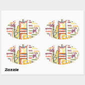 Candle Flame Word Cloud Art Print Ovale Sticker (Vel)