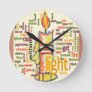 Candle Flame Word Cloud Art Print Ronde Klok