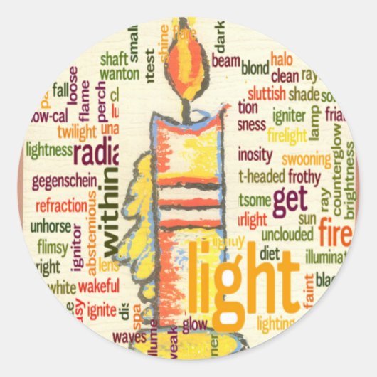 Candle Flame Word Cloud Art Print Ronde Sticker (Voorkant)