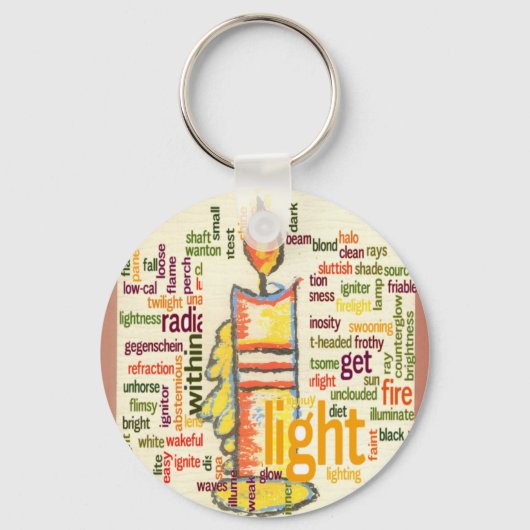 Candle Flame Word Cloud Art Print Sleutelhanger (Voorkant)