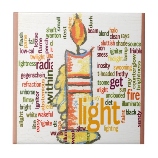 Candle Flame Word Cloud Art Print Tegeltje (Voorkant)