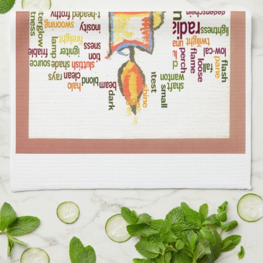 Candle Flame Word Cloud Art Print Theedoek (Gevouwen)
