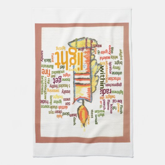 Candle Flame Word Cloud Art Print Theedoek (Verticaal)