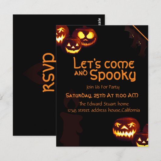 Candle Halloween Party Invitation Kaart (Voorkant / Achterkant)