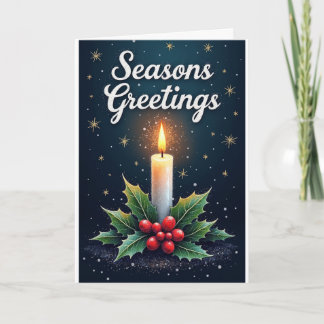 Candle & Holly – Season’s Greetings Kaart