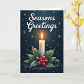Candle & Holly – Season’s Greetings Kaart (Gele Bloem)