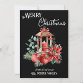 Candle Lantern Poinsettias en Apples Business Feestdagenkaart (Voorkant)
