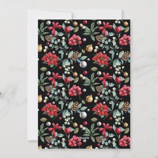 Candle Lantern Poinsettias en Apples Business Feestdagenkaart (Achterkant)