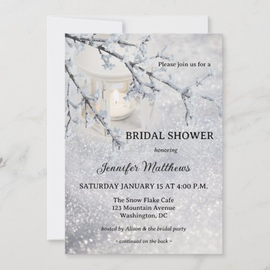 Candle Lantern Sneeuw Winter Vrijgezellenfeest Kaart (Voorkant)