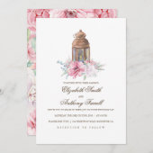 Candle Lit Lantern - Bloemen Waterverf bruiloft Kaart (Voorkant / Achterkant)