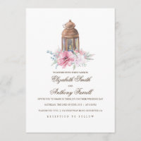 Candle Lit Lantern - Bloemen Waterverf bruiloft