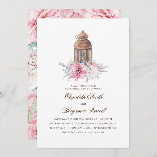 Candle Lit Lantern Engagement Party Kaart (Voorkant / Achterkant)