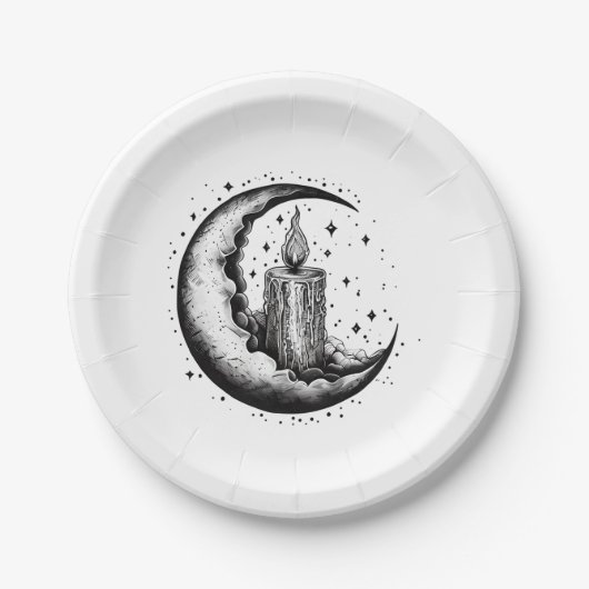 Candle Lit Moon Papieren Bordje (Voorkant)
