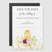 Candle Mason Jar Gold Sparkle Save the Date Magnetische Uitnodiging (Voorkant / Achterkant)