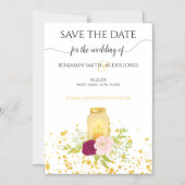 Candle Mason Jar Gold Sparkle Save the Date Magnetische Uitnodiging (Voorkant)
