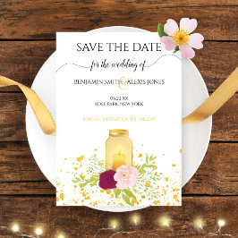 Candle Mason Jar Rozen Save The Date