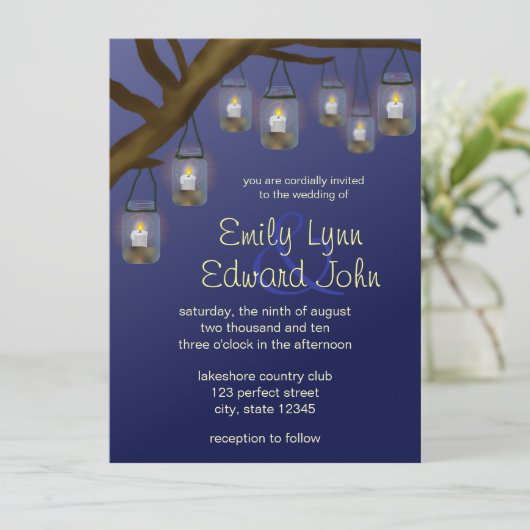 Candle Mason Jars Wedding Kaart (Staand voorkant)