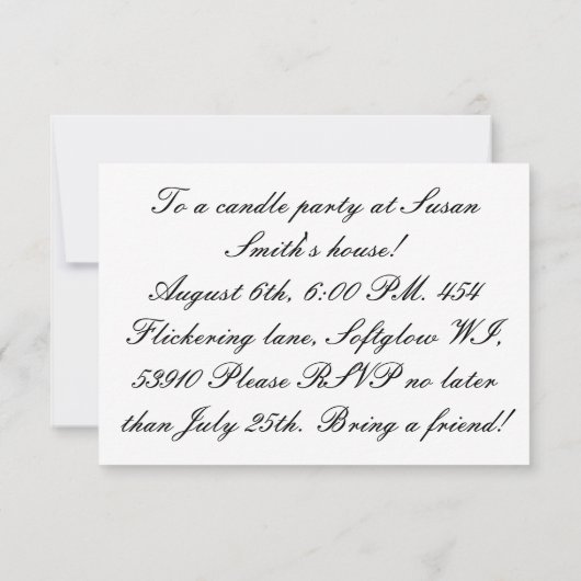 Candle party nodigen kaart (Achterkant)