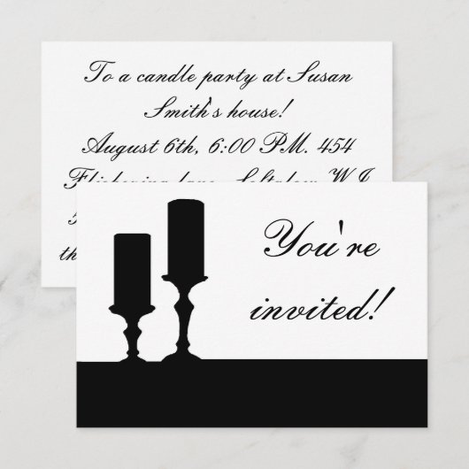 Candle party nodigen kaart (Voorkant / Achterkant)