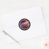 Candle Powered Space Vehicle In A Chaotic Sky Ronde Sticker (Envelop)