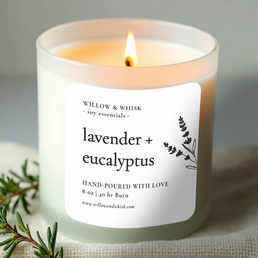 Candle Product Packaging Botanische ambachtelijke  Vierkante Sticker