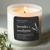 Candle Product Packaging Zwart Wit Botanisch Vierkante Sticker