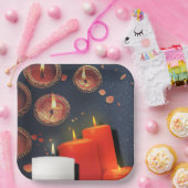 Candle Red Christmas Papieren Bordje (Feest)