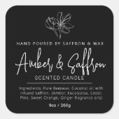 Candle saffron amber simple ingredient black vierkante sticker (Voorkant)