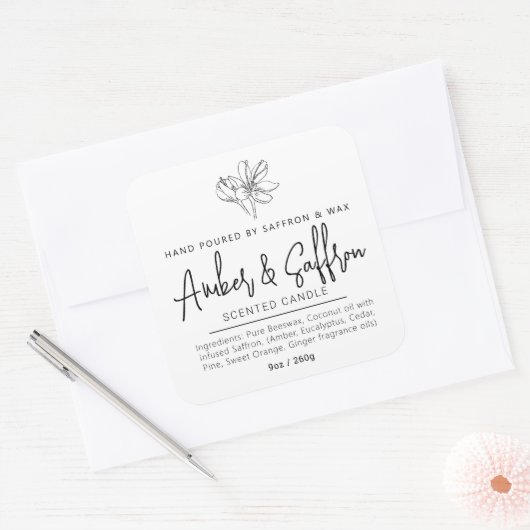 Candle saffron and amber simple ingredient vierkante sticker (Envelop)