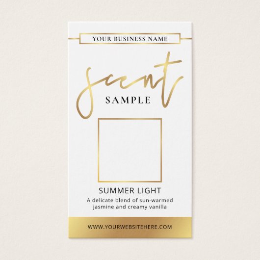 Candle Scent Tester Kaart Parfum Sample Gold Logo (Voorkant)