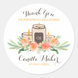 Candle Soy Wax Homemade Craft Hartelijk dank Ronde Sticker