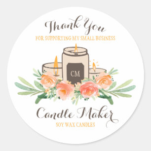 Candle Soy Wax Homemade Craft Hartelijk dank Ronde Sticker