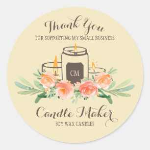 Candle Soy Wax Homemade Craft Hartelijk dank voor  Ronde Sticker
