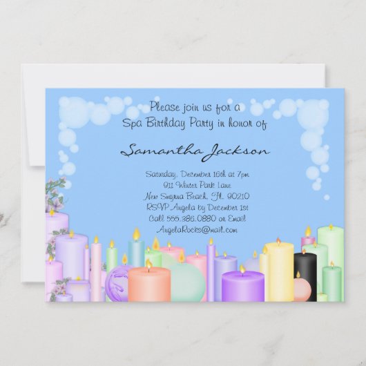 Candle Spa Birthday Party nodigt uit Kaart (Voorkant)