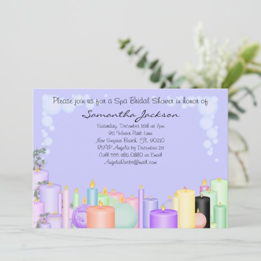 Candle Spa Bride Vrijgezellenfeest nodigt uit Kaart (Staand voorkant)
