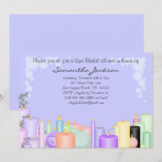 Candle Spa Bride Vrijgezellenfeest nodigt uit Kaart (Voorkant / Achterkant)