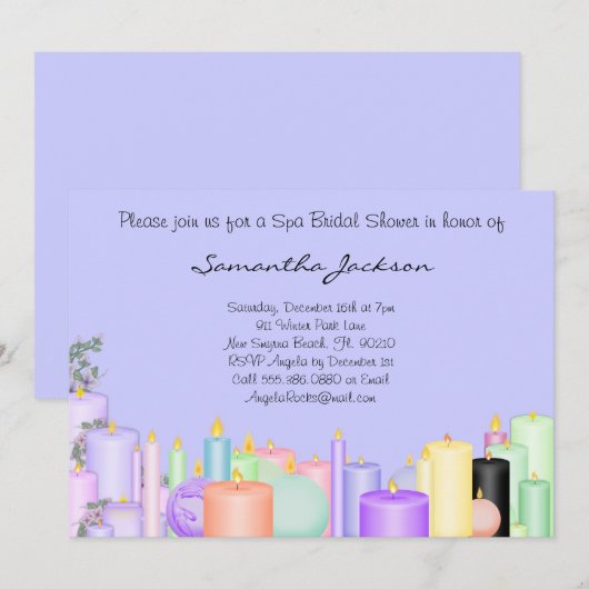 Candle Spa Bride Vrijgezellenfeest nodigt uit Kaart (Voorkant / Achterkant)