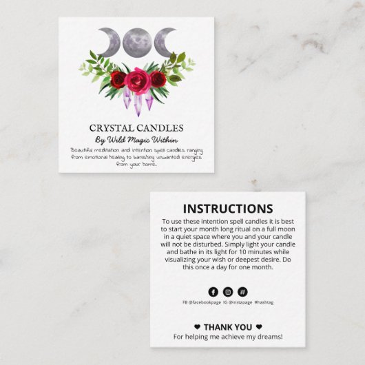 Candle Spell Crystal Moon Inention Vierkante Visitekaartje (Voorkant / Achterkant)