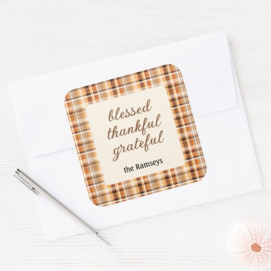 Candle Sticker 3-in || blessed thankful grateful (Envelop)